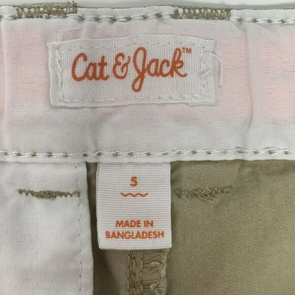 Cat & Jack Khaki Flat Front Adjustable Waist Boy's Chino Shorts Size 5‎